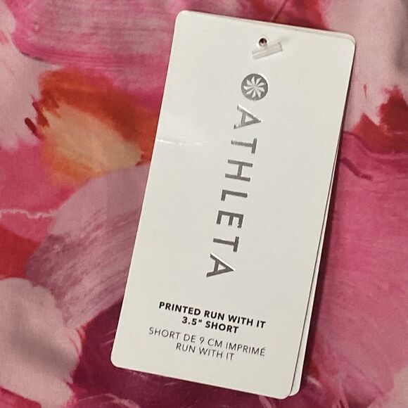NWT Athleta Vibrant Pink Printed Run With It 3.5” Lined Short Size XL - Picture 10 of 14